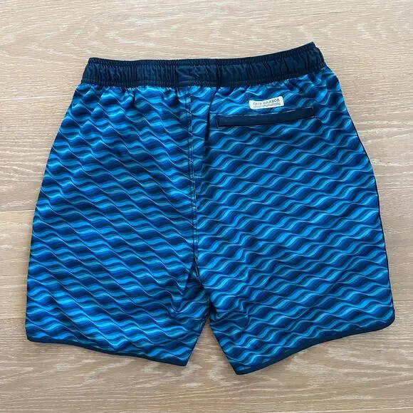 Fair Harbor Men’s Mastos-Anchor Lined Shorts Blue Art Waves Large - Picture 2 of 4